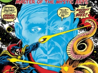 Marvel Premiere #10 cover; pencils and inks, Frank Brunner; Doctor Strange, Shuma-Gorath, Ancient One