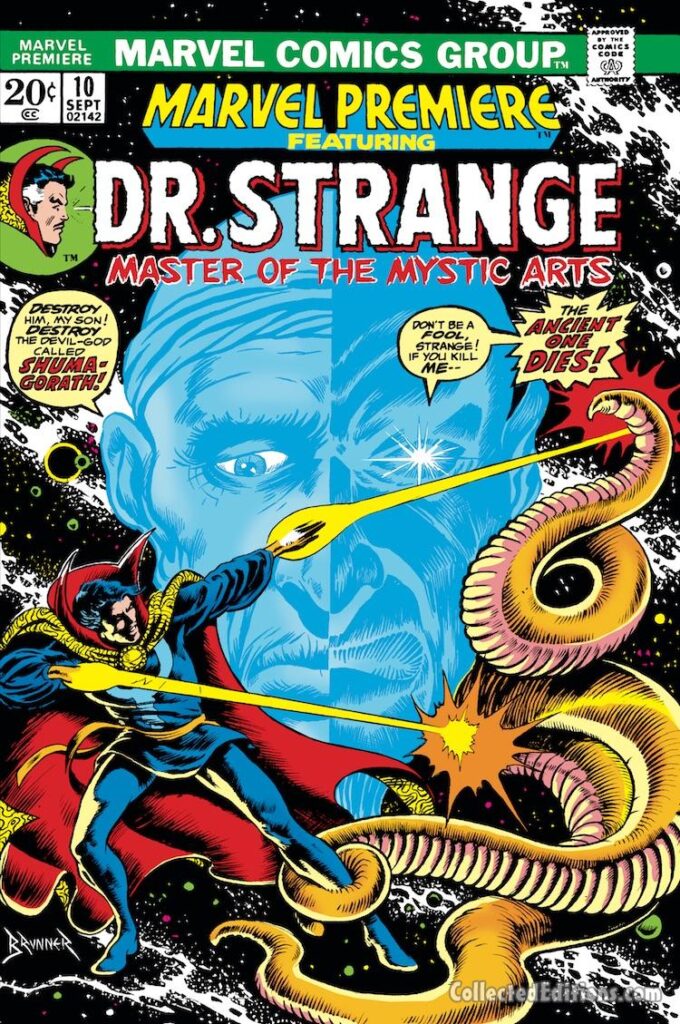 Marvel Premiere #10 cover; pencils and inks, Frank Brunner; Doctor Strange, Shuma-Gorath, Ancient One