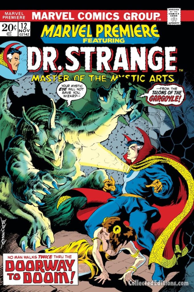 Marvel Premiere #12 cover; pencils and inks, Frank Brunner; Doctor Strange, Gargoyle, Doorway to Doom