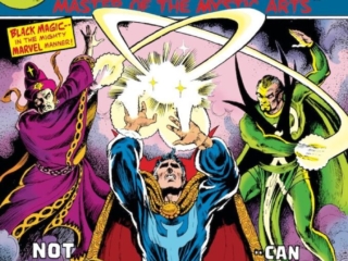 Marvel Premiere #13 cover; pencils and inks, Frank Brunner; Baron Mordo, Doctor Strange, Sise-Neg