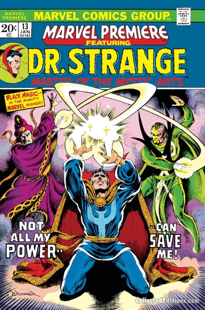Marvel Premiere #13 cover; pencils and inks, Frank Brunner; Baron Mordo, Doctor Strange, Sise-Neg
