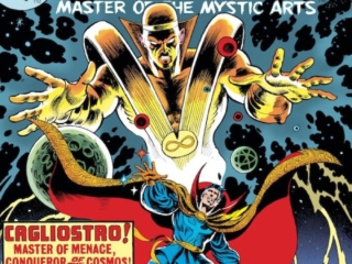 Marvel Premiere #14 cover; pencils and inks, Frank Brunner; Cagliostro, Doctor Strange