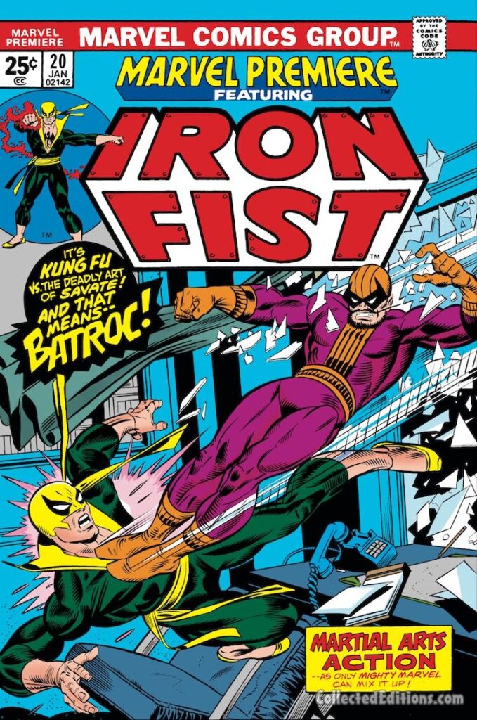 Marvel Premiere #20 cover; pencils, Gil Kane; inks, Joe Sinnott; Batroc the Leaper, Martial Arts, Iron Fist, karate, kung fu, Savate