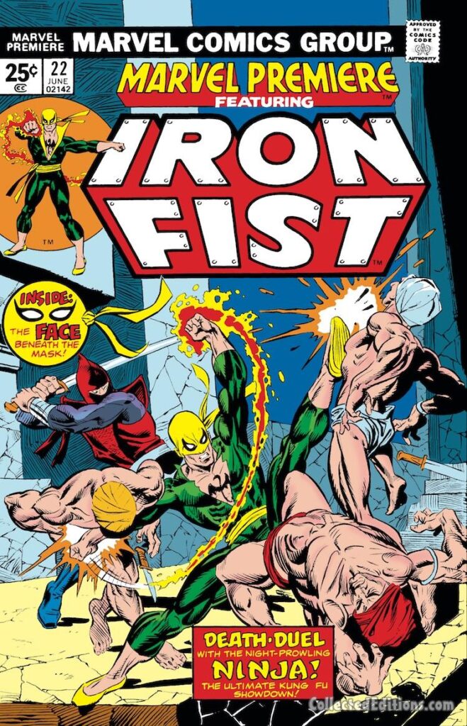 Marvel Premiere #22 cover; pencils, Gil Kane; inks, The Face beneath the Mask, Iron Fist, Death Duel of the Ninja, Karate
