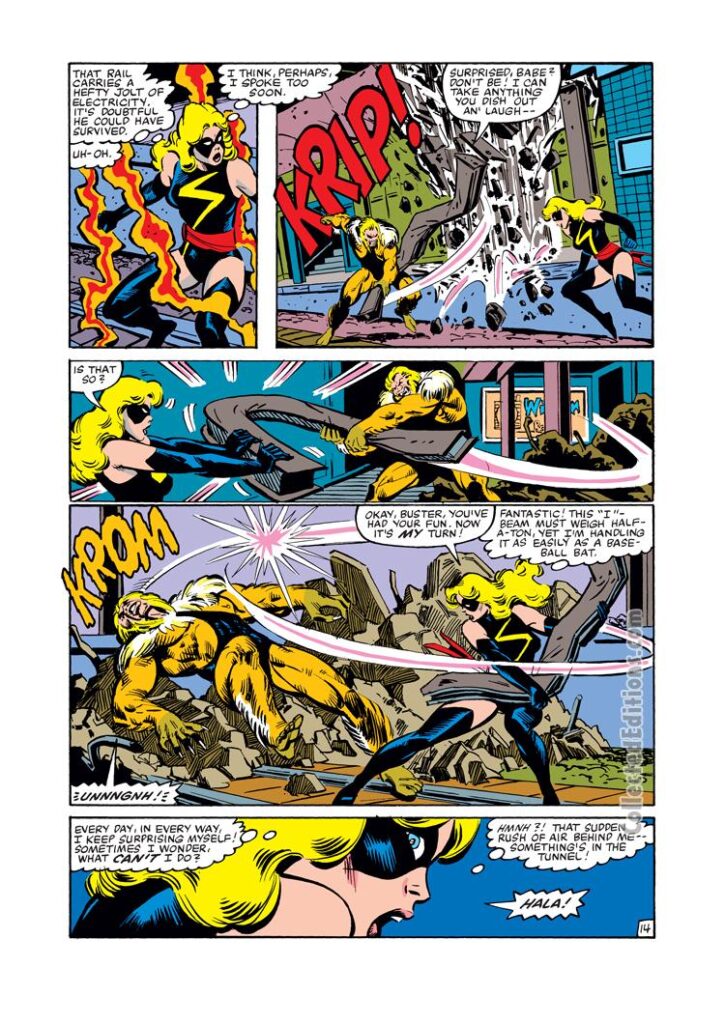 Marvel Super-Heroes #10, pg. 68; pencils and inks, Mike Vosburg; Carol Danvers, Captain Marvel, Sabretooth