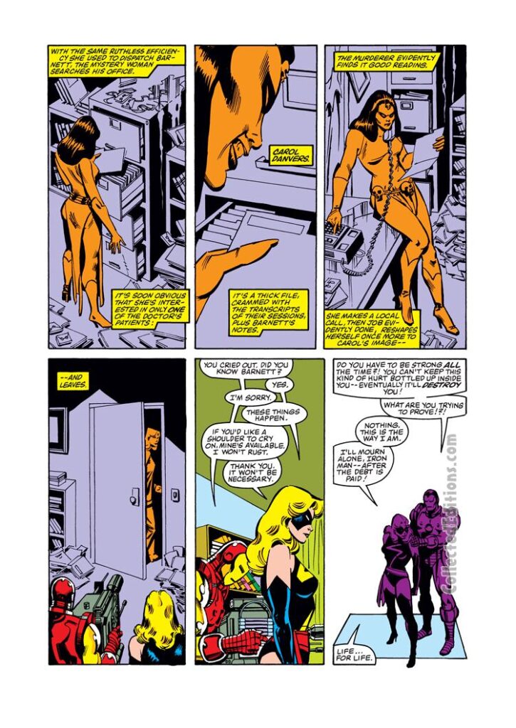 Marvel Super-Heroes #11, pg. 45; pencils and inks, Mike Vosburg; Captain Marvel, Carol Danvers, Mystique, Iron Man
