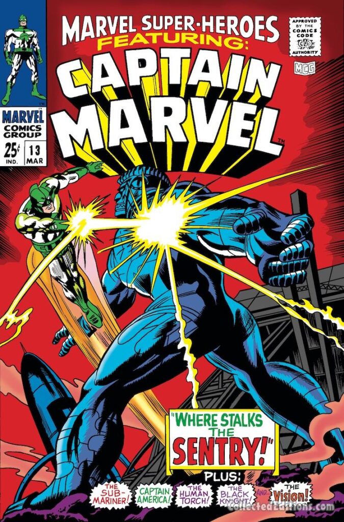 Marvel Super-Heroes #13 cover; pencils, Gene Colan; inks, Frank Giacoia; Where Stalks the Sentry, Mar-Vell