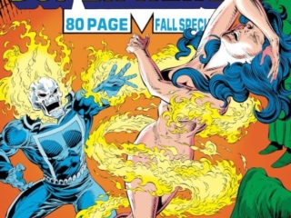 Marvel Super-Heroes #11 cover; pencils, Bob Budianksy; inks, Jeffrey Albrecht; Carol Danvers, Captain Marvel, Ghost Rider