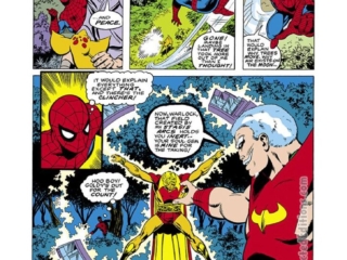 Marvel Team-Up #55, pg. 12; pencils, John Byrne; inks, Dave Hunt; Spider-Man, Adam Warlock, the Stranger, the Gardener