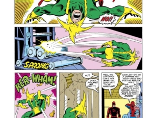 Marvel Team-Up #56, pg. 17; pencils, Sal Buscema; inks, Dave Hunt; Spider-Man, Electro, Daredevil