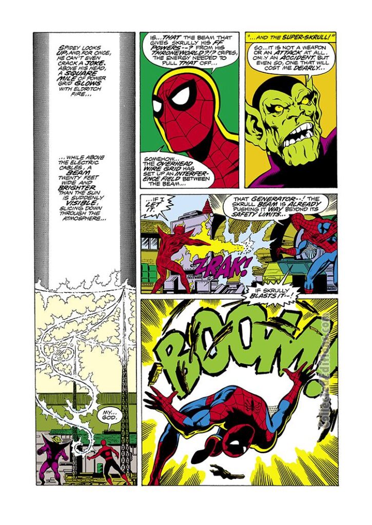 Marvel Team-Up #62, pg. 4; pencils, John Byrne; inks, Dave Hunt; Spider-Man, Super-Skrull, Johnny Storm, Human Torch
