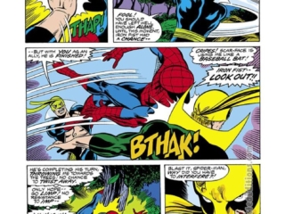 Marvel Team-Up #63, pg. 12; pencils, John Byrne; inks, Dave Hunt; Spider-Man, Iron Fist, Steel Serpent