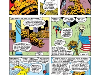 Marvel Two-In-One Annual #1, pg. 18; pencils, Sal Buscema; inks, Sam Grainger; Ben Grimm, Invaders, Liberty Legion, American Flag, Patriot, Whizzer