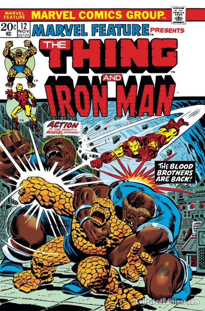 Marvel Feature #12 cover; inks, John Romita Sr. Thing/Iron Man/Blood Brothers