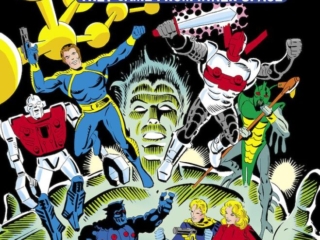 Micronauts Annual #1 cover; pencils and inks, Steve Ditko; Baron Karza, Marionette, Commander Rann, Space Glider, Biotron, Mictrotron, Acroyear, Bug