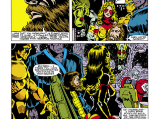 Micronauts: The New Voyages #1, pg. 5; pencils, Kelley Jones; inks, Bruce Patterson; Commander Rann, Bug, Biotron, Marionette