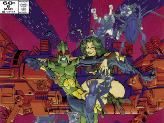 Micronauts: The New Voyages #6 cover; pencils and inks, Michael Golden, Bug stories, Solitaire