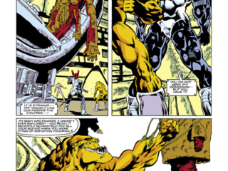 Micronauts: The New Voyages #11, pg. 14; pencils, Kelley Jones; inks, Danny Bulanadi; Acroyear, Huntarr