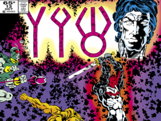 Micronauts: The New Voyages #13 cover; pencils and inks, Kelley Jones; At last, the incredible secret of the Zodiac Keys, Scion, Acroyear, Huntarr, Bug