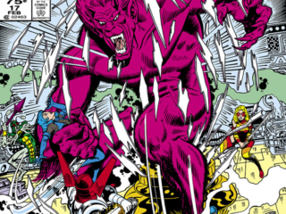 Micronauts: The New Voyages #17 cover; pencils and inks, Keith Pollard; The Devil You Say, Acroyear, Bug, Biotron, Marionette, Solitaire