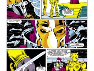 Micronauts: The New Voyages #18, pg. 9; pencils, Kelley Jones; inks, Danny Bulanadi, The Endeavor, Prince Acroyear