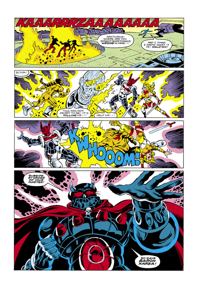 Micronauts: The New Voyages #19, pg. 21; pencils, Howard Bender; inks, Danny Bulanadi; Baron Karza, Acroyear