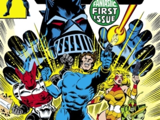 Micronauts #1 cover; pencils, Dave Cockrum; inks, Al Milgrom; Fantastic First Issue, Commander Rann, Marionette, Bug, Acroyear, Baron Karza