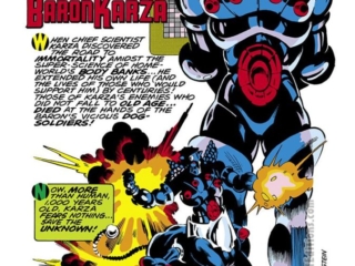 Micronauts #3, pg. 18; Baron Karza pinup, art by Michael Golden, Joe Rubinstein; Bonus Poster