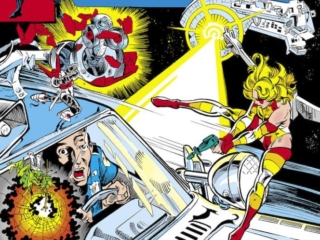 Micronauts #6 cover; pencils, Michael Golden; inks, Joe Rubinstein; Marionette, Biotron