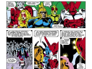 Micronauts #9, pg. 5; pencils, Michael Golden; inks, Al Milgrom; All Hail Prince Acroyear