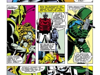 Micronauts #17, pg. 4; layouts, Howard Chaykin; pencils and inks, Al Milgrom; Biotron, Psycho-Man