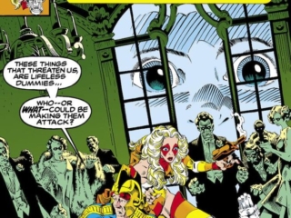 Micronauts #18 cover; pencils and inks, Michael Golden; These Things threaten us are lifeless dummies, who or what could be making them attack, Commander Rann, Marionette