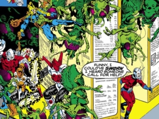 Micronauts #20 cover; pencils and inks, Michael Golden; Ant-Man, Funny I could&rsquo;ve sworn I heard someone call for help; Commander Rann, Scott Lang