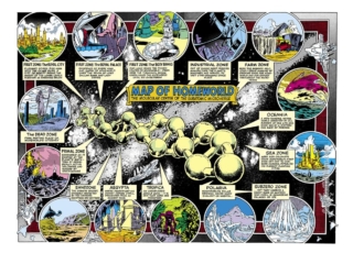 Micronauts #24, pg. 16-17; pencils, Pat Broderick; inks, Armando Gil; Map of Homeward, Body Banks, Sandstone, Aegypta, Tropica