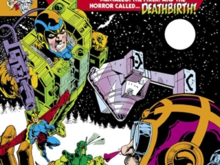 Micronauts #25 cover; pencils and inks, Pat Broderick; Mentallo, the Fixer, the horror called Deathbirth, Marionette, Bug