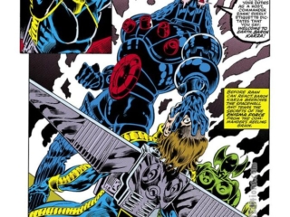 Micronauts #26, pg. 12; pencils, Pat Broderick; inks, Armando Gil; Baron Karzą, Commander Rann