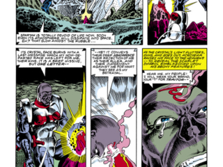 Micronauts #30, pg. 12; pencils, Pat Broderick; inks, Danny Bulanadi, Acroyear