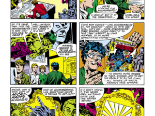 Micronauts #39, pg. 2; pencils, Steve Ditko; inks, Danny Bulanadi; Hulk