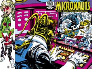 Micronauts #45 cover; pencils and inks, Gil Kane; wraparound, Bug, Acroyear, Marionette