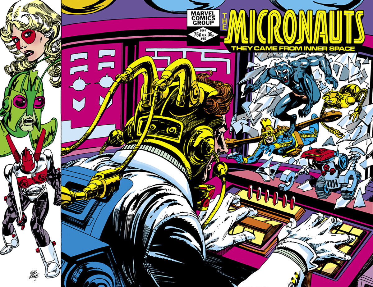 Micronauts #45 cover; pencils and inks, Gil Kane; wraparound, Bug, Acroyear, Marionette