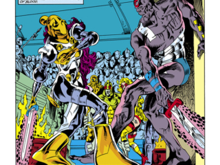 Micronauts #52, pg. 20; pencils, Jackson &ldquo;Butch&rdquo; Guice; inks, Danny Bulanadi; Acroyear, Cilicia