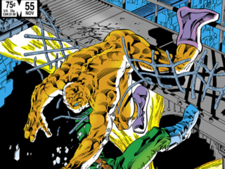 Micronauts #55 cover; pencils and inks, Jackson &ldquo;Butch&rdquo; Guice; They Came From Inner Space; Huntarr Hunts Alone