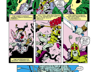 Micronauts #56, pg. 14; pencils, Jackson &ldquo;Butch&rdquo; Guice; inks, Sam Grainger, Kelley Jones; Bug kiss