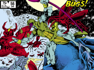 Micronauts #56 cover; pencils and inks, Jackson &ldquo;Butch&rdquo; Guice; They Came From Inner Space; Battle of the Bugs