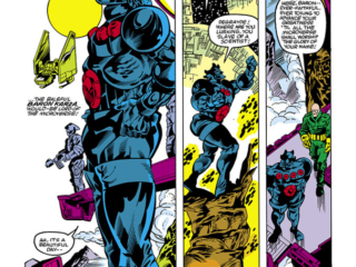 Micronauts #57, pg. 19; pencils, Jackson &ldquo;Butch&rdquo; Guice; inks, Sam Grainger, Kelley Jones; Baron Karza, Degrayde