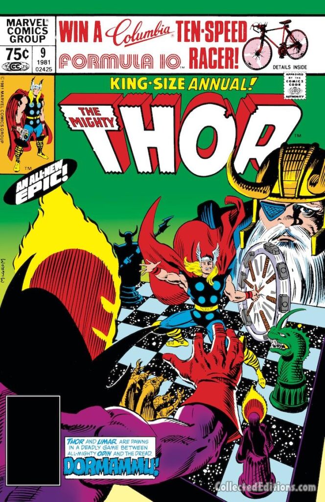 Thor Annual #9 cover; pencils and inks, Al Milgrom; Dormammu, Odin, Umar, Chris Claremont