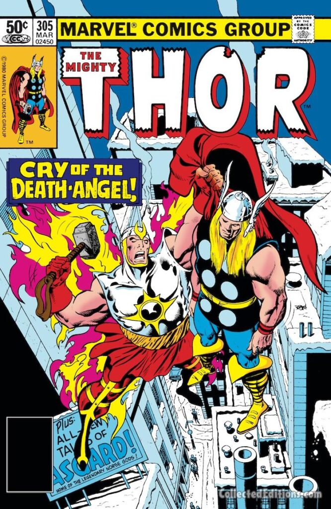 Thor #305 cover; pencils and inks, Keith Pollard; Cry of the Death-Angel, Gabriel Air Wallker, Galactus herald
