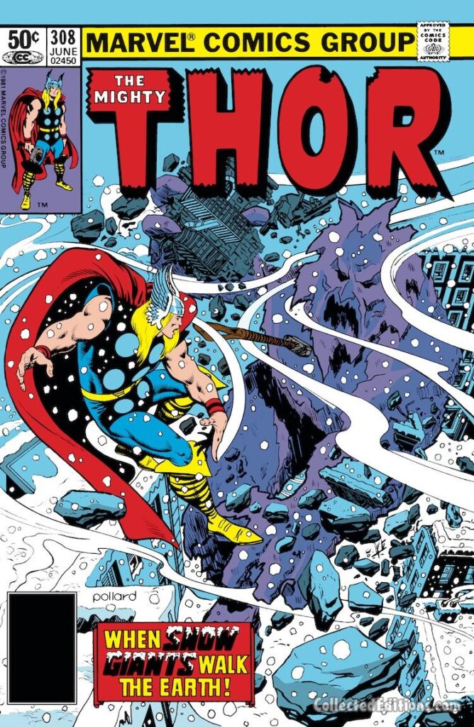 Thor #308 cover; pencils and inks, Keith Pollard; When Snow Giants Walk the Earth, Frost Giants