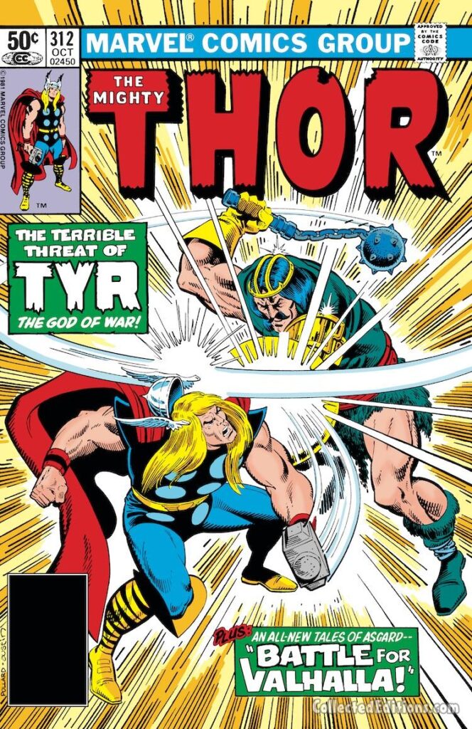 Thor #312 cover; pencils, Keith Pollard; inks, Terry Austin; Battle for Valhalla, Terrible Threat of Tyr the God of War