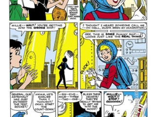 Millie the Model #105; &ldquo;Out of This World!&rdquo;, pg. 2; pencils and inks, Stan Goldberg; Clicker; Chili, Toni, Bonnie Amey, Port Huron, Michigan; Marvel August 1961 Omnibus